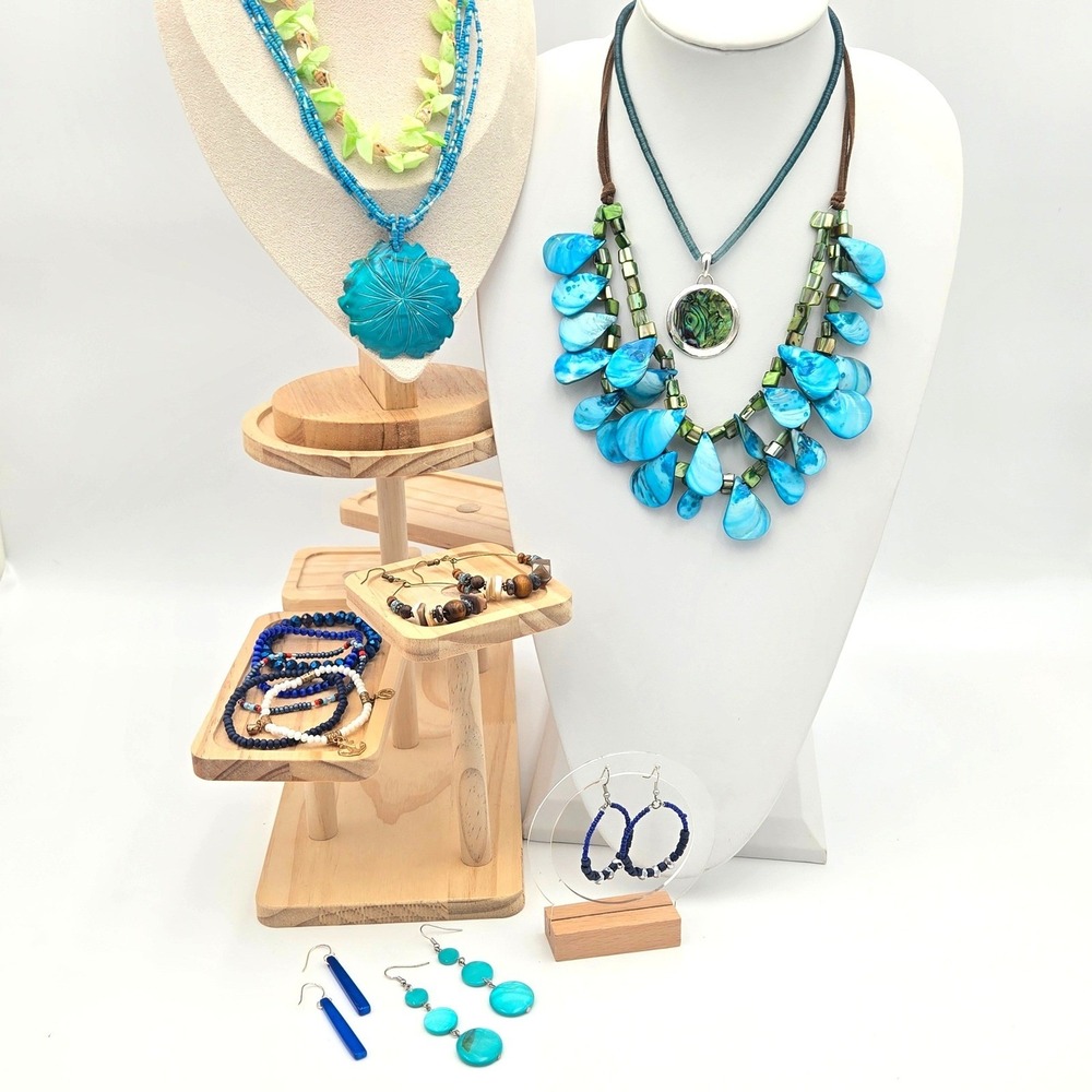 Ocean Whisper Curated Jewelry Lot Blue Coastal Beach Theme Mixed 12pc Mixed Set